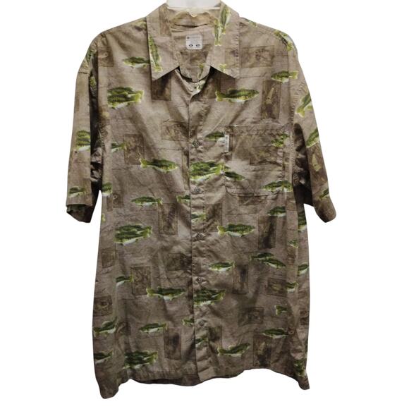 🐟Columbia River Lodge Fishing Shirt 🎣 XL Cotton Angler Print Short Sleeve🚣 - Picture 12 of 15